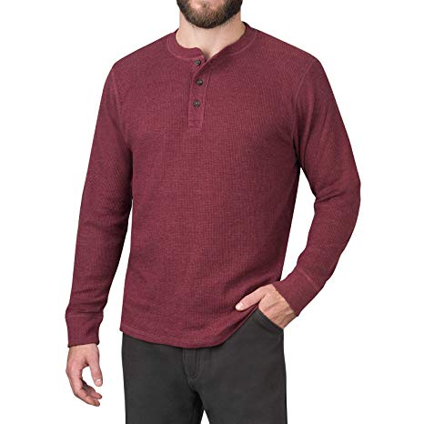 American Outdoorsman Long Sleeve Thermal Shirt, Warm Waffle Henley Pullover, Men’s Clothes/Apparel