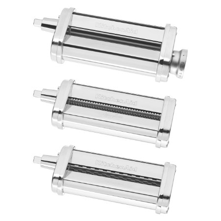 KitchenAid KSMPRA 3 Piece Pasta Roller & Cutter Attachment Set, Silver