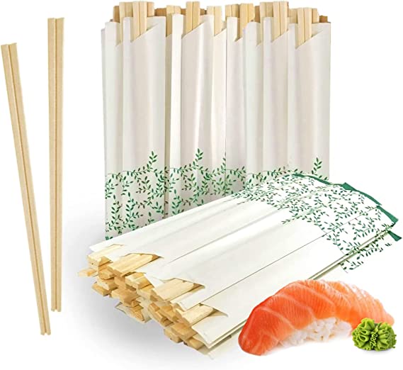 80 Pairs Wooden Chopsticks I Solid No Splinter Smooth Sturdy Chopsticks I Individually Wrapped Disposable Chopstick
