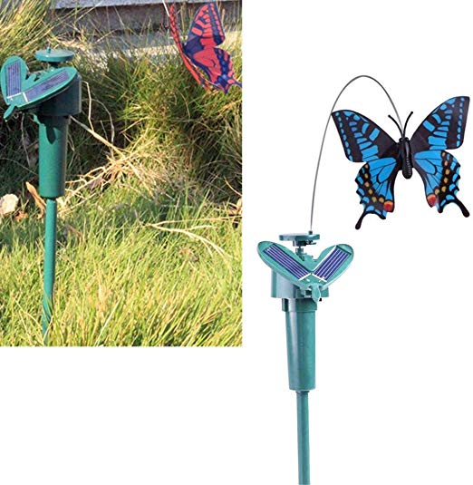 Solar Fluttering Butterflies,Dual (Solar/Battery) Power Fluttering Flying Dancing Butterflies, Outdoor or Indoor, Solar Powered or Battery Powered Garden Decoration