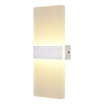 JoyNano 12W LED Wall Sconces Modern Brief Flat-Panel Lamp 3200K Warm White Bedroom Hallway Staircase Decorative Lighting Aluminum Base Acrylic Shell