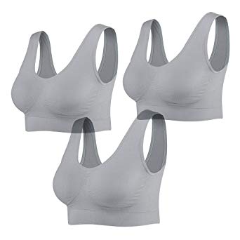 Lemef 3-Pack Seamless Sports Bra Wirefree Yoga Bra with Removable Pads for Women