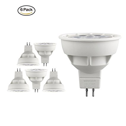 Minger 3W MR16 LED Bulbs, 25W Halogen Bulbs Equivalent,Warm White 2700K, 45° Beam Angle, Spotlight, Recessed Lighting, Track Lighting, LED Light Bulbs, Pack of 6 Units
