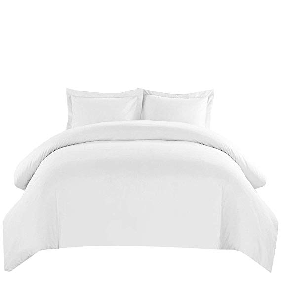 Royal Hotel Solid White 550-Thread-Count 3pc King/Cal-King Duvet-Cover 100-Percent Cotton, Sateen Solid