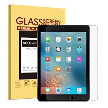 New iPad 9.7" (2017) / iPad Pro 9.7 Screen Protector, SPARIN Tempered Glass Screen Protector - Apple Pencil Compatible / 2.5D Round Edge / Scratch Resistant Also for iPad Air 2 / iPad Air