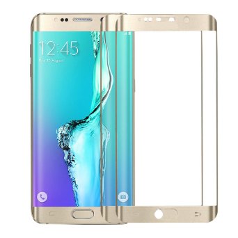 ALCLAP Samsung Galaxy S6 Edge Plus Tempered Glass[2-Pack]-Color Screen Protector-Full Coverage Protection-High Definition HD 3D Curved Film-Ultra Clear(Gold,NOT FOR S6 EDGE)