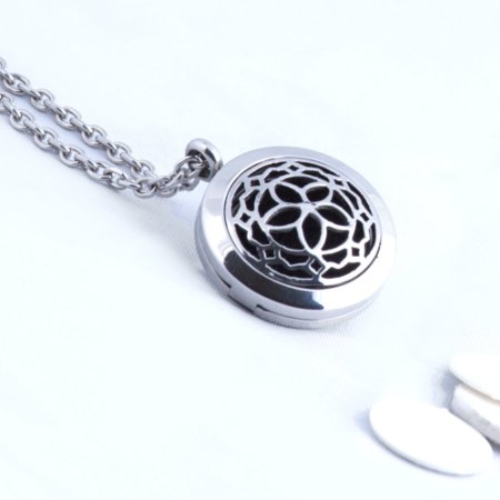 Aromatherapy Essential Oil Diffuser Necklace Jewelry  Elegant - Hypo-Allergenic 316L Surgical Grade Stainless Steel Locket Pendant Necklace For Aromatherapy On The Go INCLUDES 3 WASHABLE Pads