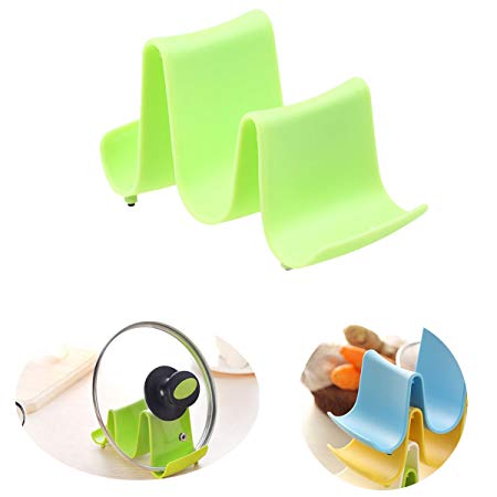 WHOSEE Pan Lid Holder Kitchen Pot Cover Spoon Rack Cooking Utensil Stand Gadgets Green
