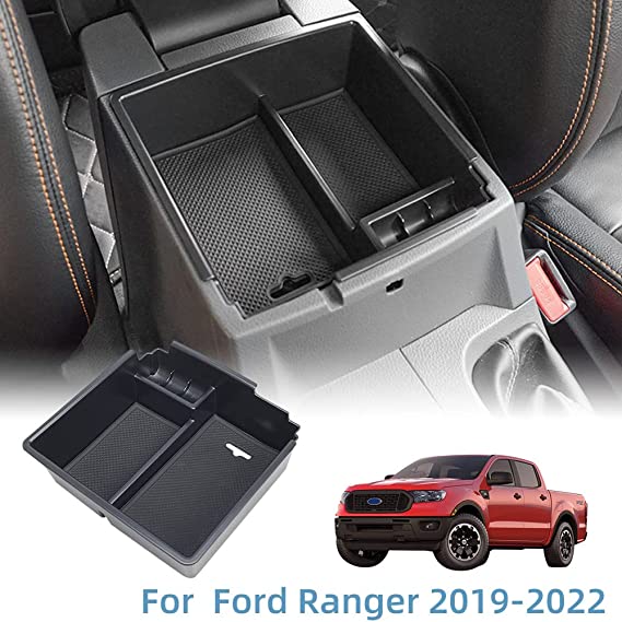 Vesul Center Console Organizer Compatible with Ford Ranger 2019 2020 2021 2022 Storage Tray Armrest Box ABS Tray Insert Organizer Glove Pallet