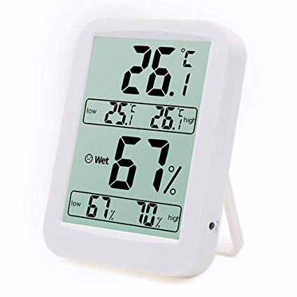 Indoor Digital Hygrometer Humidity Gauge Indicator Digital Thermometer Digital Thermo-Hygrometer Room Temperature and Humidity Monitor Large Screen Low/High Records ℃/℉ Switch Indoor Thermometer