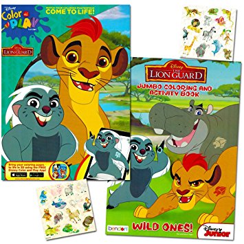 Lion Guard Coloring Book Super Set -- 2 Lion Guard Books, 2 Safari Sticker Sheets
