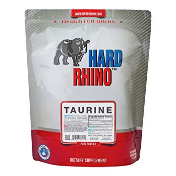 Hard Rhino Taurine Powder, 1 Kilogram (2.2 Lbs), Unflavored, Lab-Tested, Scoop Included