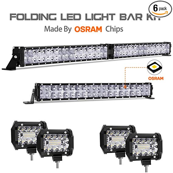 LED Light Bar Kit, Autofeel 68000LM OSRAM Chips 42 Inch   22 Inch Flood Spot Beam Combo White LED Light Bars   4PCS 4" LED Light Pods Combo Fit for Jeep Wrangler Ford Truck Boat