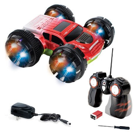 Double Sided Remote Control Car - Extreme Stunt RC Car for Kids 360 Degree Spinning and Flips - Red