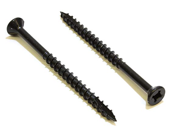 #8 x 2-1/2" Black E-Coat w/Lube Flat Head Wood Screw, (100 Pack), Self Tapping Type 17 Point