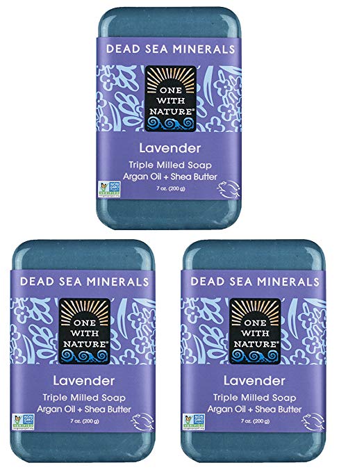 DEAD SEA Salt Lavender SOAP 3 PK, Dead Sea Salt Includes Sulfur, Magnesium, etc. Shea Butter, Argan Oil. All Skin Types, Problem Skin. Acne, Eczema, Psoriasis, Natural, Therapeutic, Natural Lavender