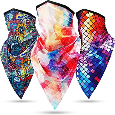 3 Pieces Summer Neck Gaiter Sun UV Protection Bandana Face Cover Scarf Dust Wind Resistance Headwear for Women Men Outdoor Hiking Cycling Running Motorcycling