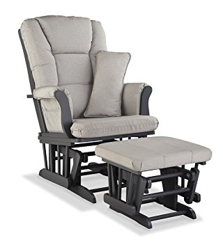 Stork Craft Tuscany Custom Glider and Ottoman with Free Lumbar Pillow, Gray/Taupe Swirl