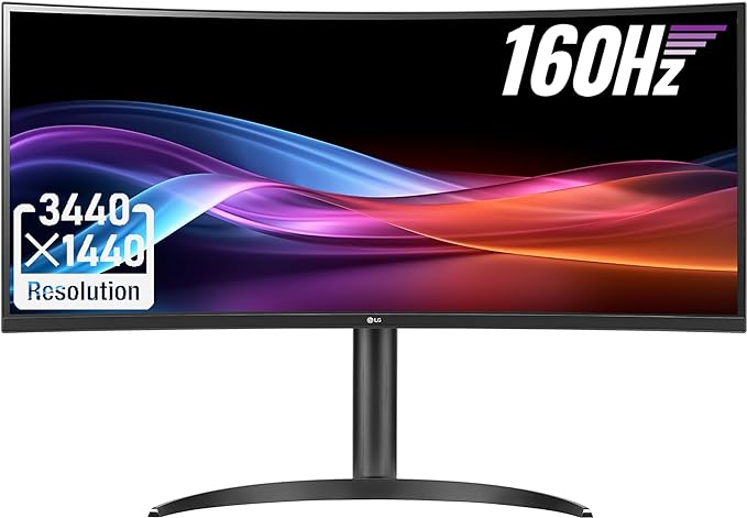 LG UltraWide Curved Gaming Monitor 2023 Newest, 34" 21:9 QHD 3440x1440 Display, 160Hz Refresh Rate, sRGB 99% Color Gamut, HDR 10, AMD FreeSync Premium, 3-Side Virtually Borderless Design