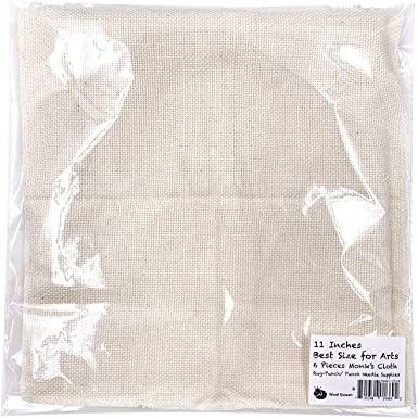 Wool Queen 11''x11'' - 6 Pieces Linen Needlework Fabric, Monk's Cloth for Rug-Punch & Pinch Needle