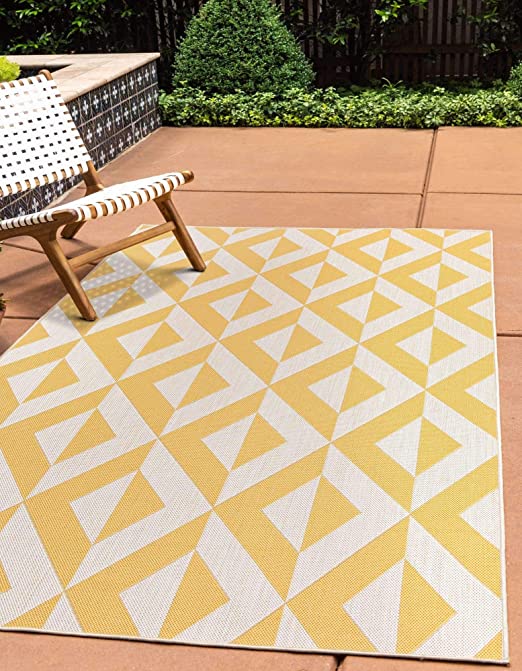 Unique Loom Jill Zarin Outdoor Collection Modern Geometric Yellow Area Rug (2' 2 x 3' 0)