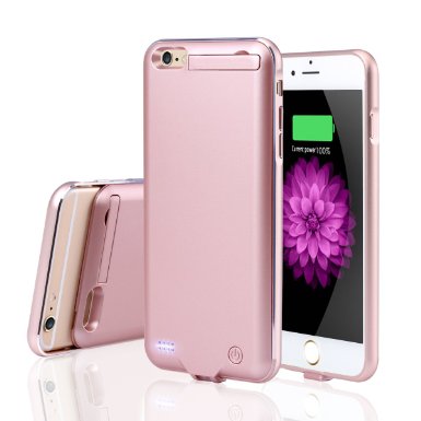 iPhone 6S Plus Battery Case, Jakpopin iphone 6 plus Battery Case[Rose Gold] Portable Charger Case for iPhone 6S plus [Slim] External Protective Battery Holster Case 5.5" 5000mAh Pack Juice Bank Case