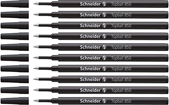 Schneider Topball 850 Rollerball Refill, Black, Box of 10 Refills