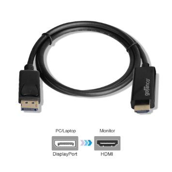 gofancoreg Gold Plated 3 Feet DisplayPort to HDMI Cable for DisplayPort enabled systems to connect to HDMI HDTVs or Monitors