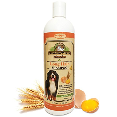 Dog shampoo For Long/Medium Hair– Ideal For Itchy & Sensitive Skin Shampoo –All Natural Sulfate & Paraben Free, Scented, Anti-Fungal Veterinarian Formulated Long Hair Shampoo By Makondo Pets