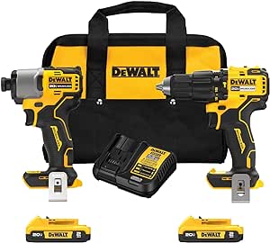 DEWALT 20V MAX Hammer Drill/Impact Driver Cordless Tool Kit, Brushless Motor, Variable Speed (DCK228D2)