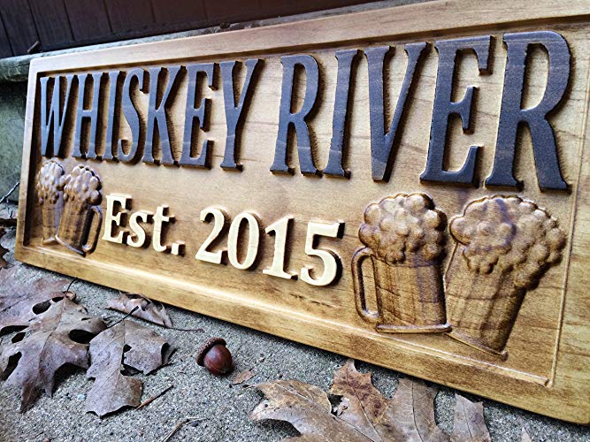 Personalized Bar Sign Custom Carved Wood Sign Personalized Wood Sign Groomsmen Gift Cabin Sign Man Cave Sign Pub Rustic Home Decor Housewarming Gift Wine Cellar Beer Basement Bar Decor