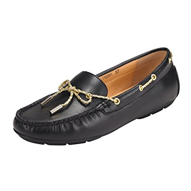 JENN ARDOR Suede Penny Loafers For Women: Vegan Leather Bow Knot Slip-On Driving Moccasins