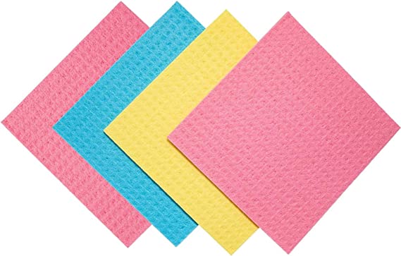 PaperlessKitchen Cleaning Cloth – Environmentally Friendly Cellulose Sponge Cloth and Paper Towel Alternative is Washable, Reusable and Biodegradable for Household and Kitchen Cleaning - 4 Pack