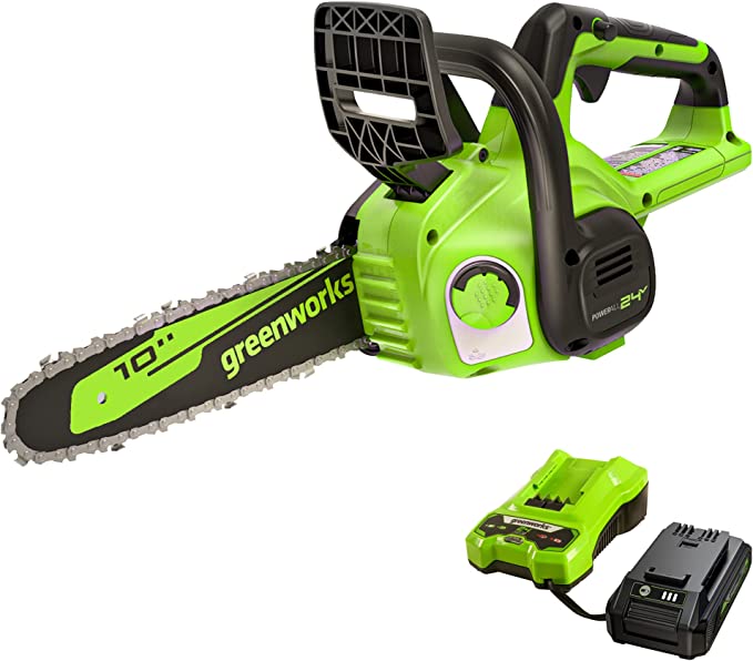 Greenworks 24V 10" Chainsaw, 2.0Ah USB Battery and Charger