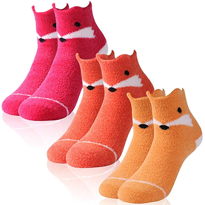 Womens Slipper Socks,Vive Bears Silky Fuzzy Cozy Cartoon Animal Anti Slip Winter Crew Socks