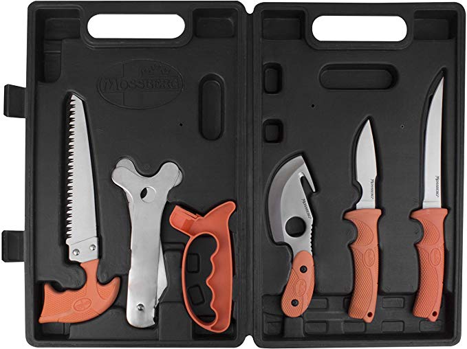 Maxam Mossberg Game Cleaning Set, for Hunters and Fishermen to Gut and Clean Their Kill, Fully Portable in a Durable Case, 7-Piece
