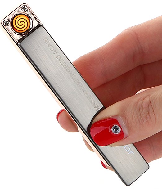 USB Rechargeable Lighter ,Uopasd Windproof Mini Coil Lighter No Gas Flameless Cigarette Lighter