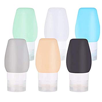 Travel Bottles LinChuang Leakproof Silicone Refillable Travel Containers TSA Approved Travel Size Toiletries Containers 2oz Silicone Travel Bottles for Shampoo Lotion Soap Face Body Wash