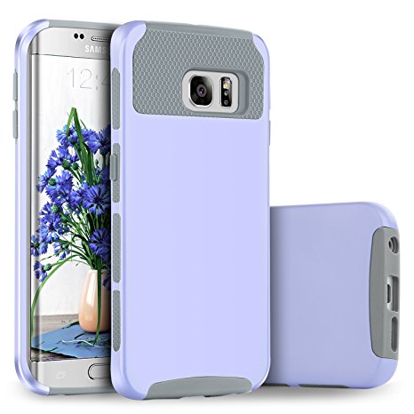 Galaxy S6 Edge Case, BENTOBEN Samsung Galaxy S6 Edge Case Hybrid Dual Layer Protective Case Cover Plastic Hard Shell Flexible TPU Shock-Absorption Slim Case for Galaxy S6 Edge, Purple/Gray