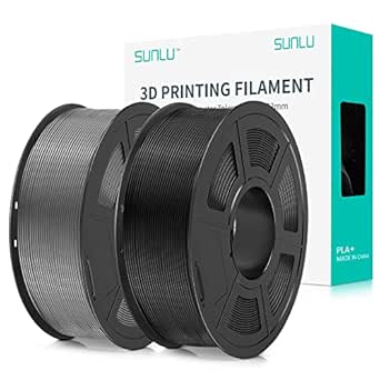 SUNLU 3D Printer Filament PLA Plus 1.75mm 2KG, SUNLU Neatly Wound PLA Filament 1.75mm PRO, PLA  Filament for Most FDM 3D Printer, Dimensional Accuracy  /- 0.02 mm, 1 kg Spool, 2 Packs, Black Grey