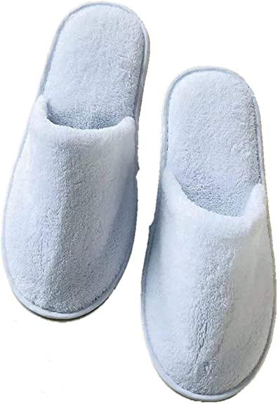 6 Pairs of Adequate Spa-Slippers House-Slippers Closed Toe Thick Soft Non Slip Disposable-Home-Slippers, Universal Travel-Slippers Hotel-Slippers, Fits Up to US Men Size 10 & Women Size 11