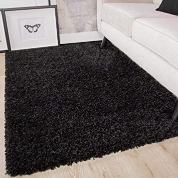 Ontario Black Soft Warm Thick Shaggy Shag Fluffy Living Room Area Rug