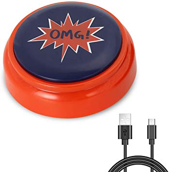 Jcfun USB Sound Button-Recordable Button-Make Your Own Button by Uploading Audio Files 8MB Support 100 Recordings Playback (39 inch USB Cable Battery Included)
