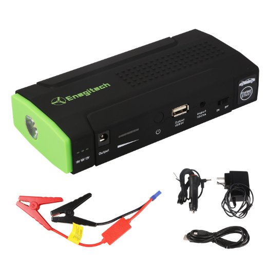 Enegitech™ 10000Ah Li-po Portable Emergency Car Jump Starter, with Advanced Safety Protection and Built-in LED Flashlight