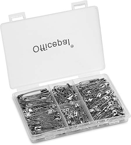 Officepal Premium Quality 4-Size Pack of Safety Pins- Top 250-Count – Durable, Rust-Resistant Nickel Plated Steel Set- Best Sewing Accessories Kit for Baby Clothing, Crafts, Arts (4-Size in 1 No.002)