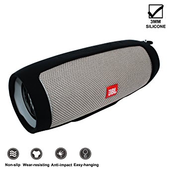 KoKaKo Silicone Cover Carrying Case for JBL Charge 3 Speaker(Black)