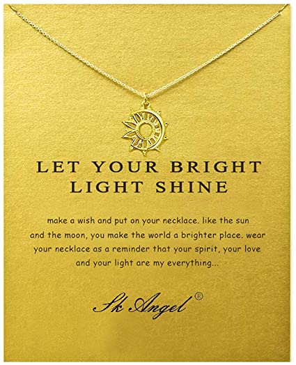 Sun Y Necklace Friendship Anchor Unicorn Good Luck Elephant Pendant Chain Necklace with Meaning Card Gift Card