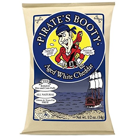 Pirate's Booty Aged Cheddar Lunch Packs, White, 0.5 Ounce- 36 Pack