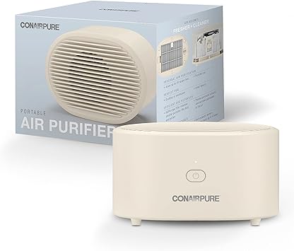 Conair Portable Small Air Purifier, Rechargeable Corded/Cordless, HEPA Air Filter, Air Purifier for Allergies, Dust, Pollen, Odor Control, Home, Bedroom, Dorm Room, Air Purifier for Small Room