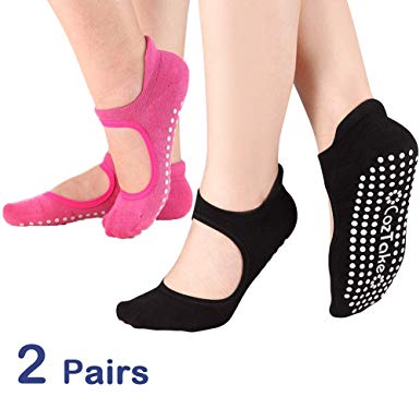 Yoga Socks Non Slip Skid Pilates Ballet Barre with Grips Cotton For Women Men